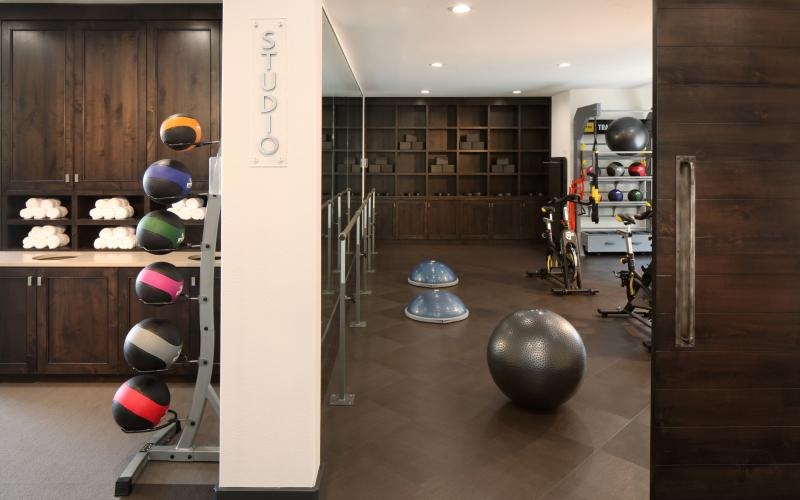 a gym with exercise equipment