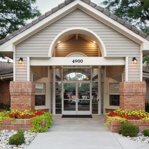 Find your perfect fit at Carriage Place a building with a glass front